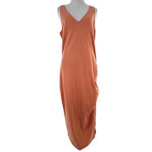 A new day womens dress size XL orange sherbet ribbed knit scrunched maxi